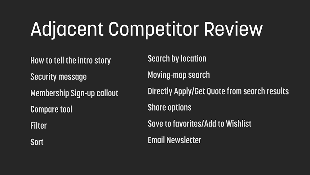 Adjacent competitor review based on features