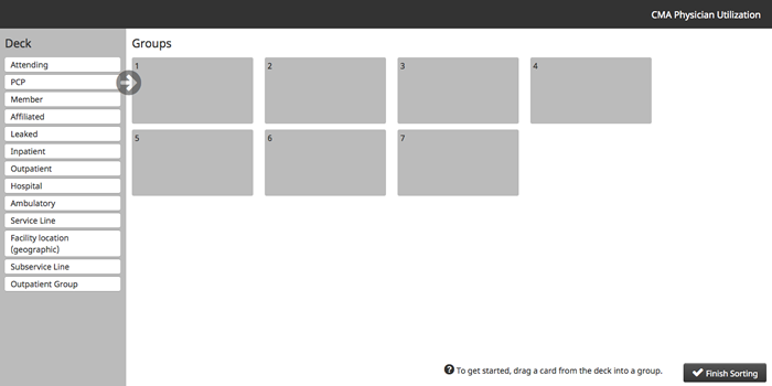 Card sorting exercise set-up