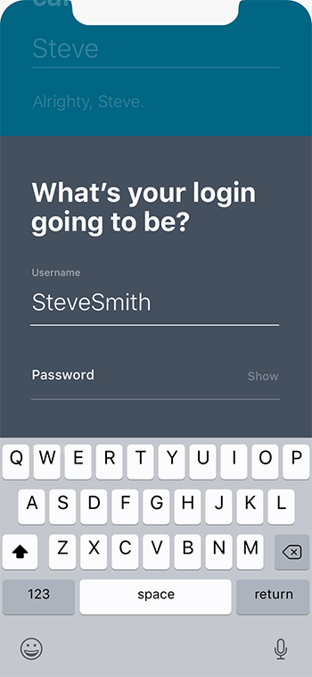 Typing out login and password