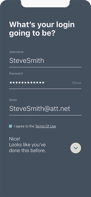Completed login and password